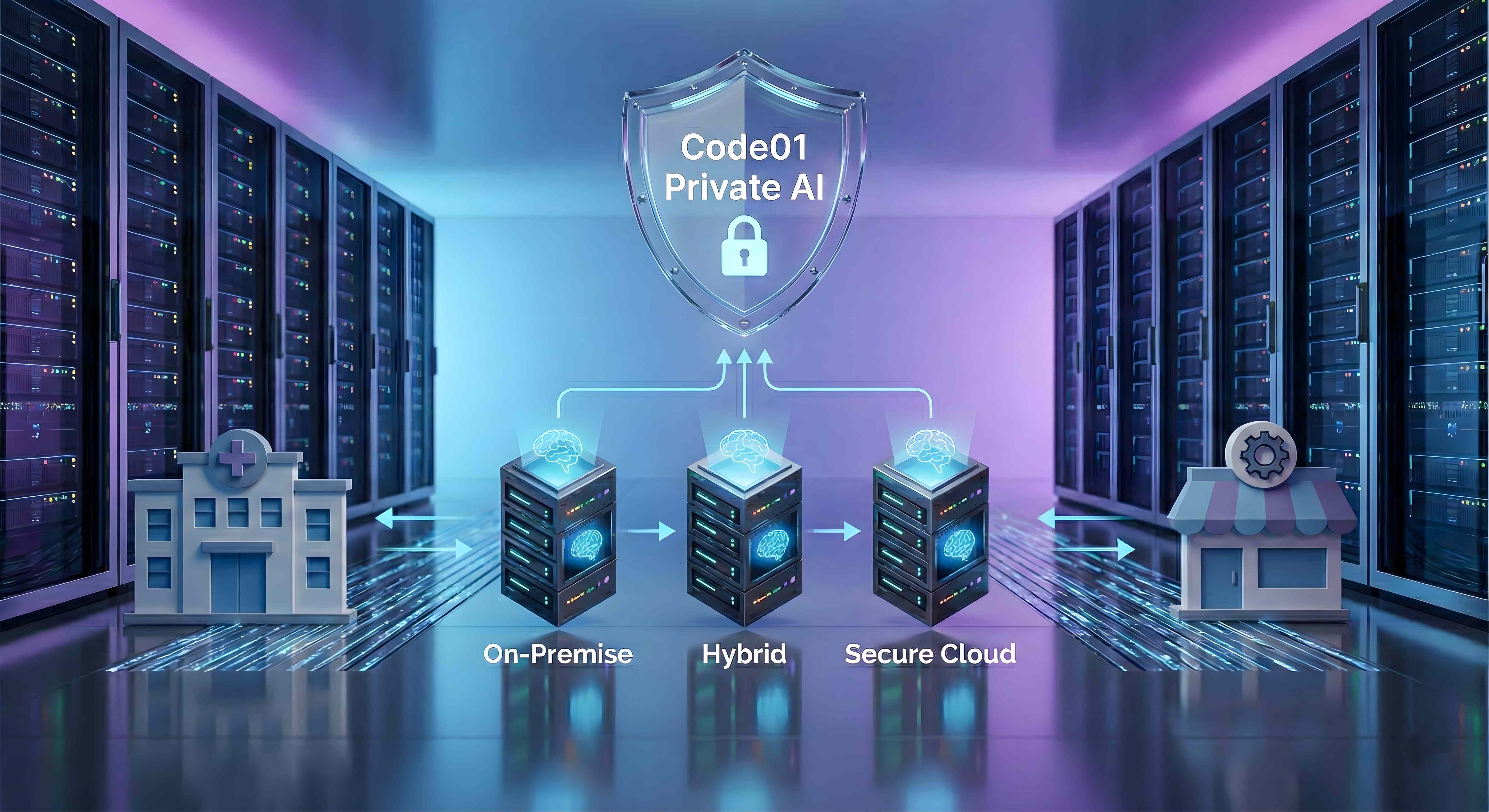 Code01 Private AI Infrastructure - On-Premise, Hybrid, and Secure Cloud deployment options